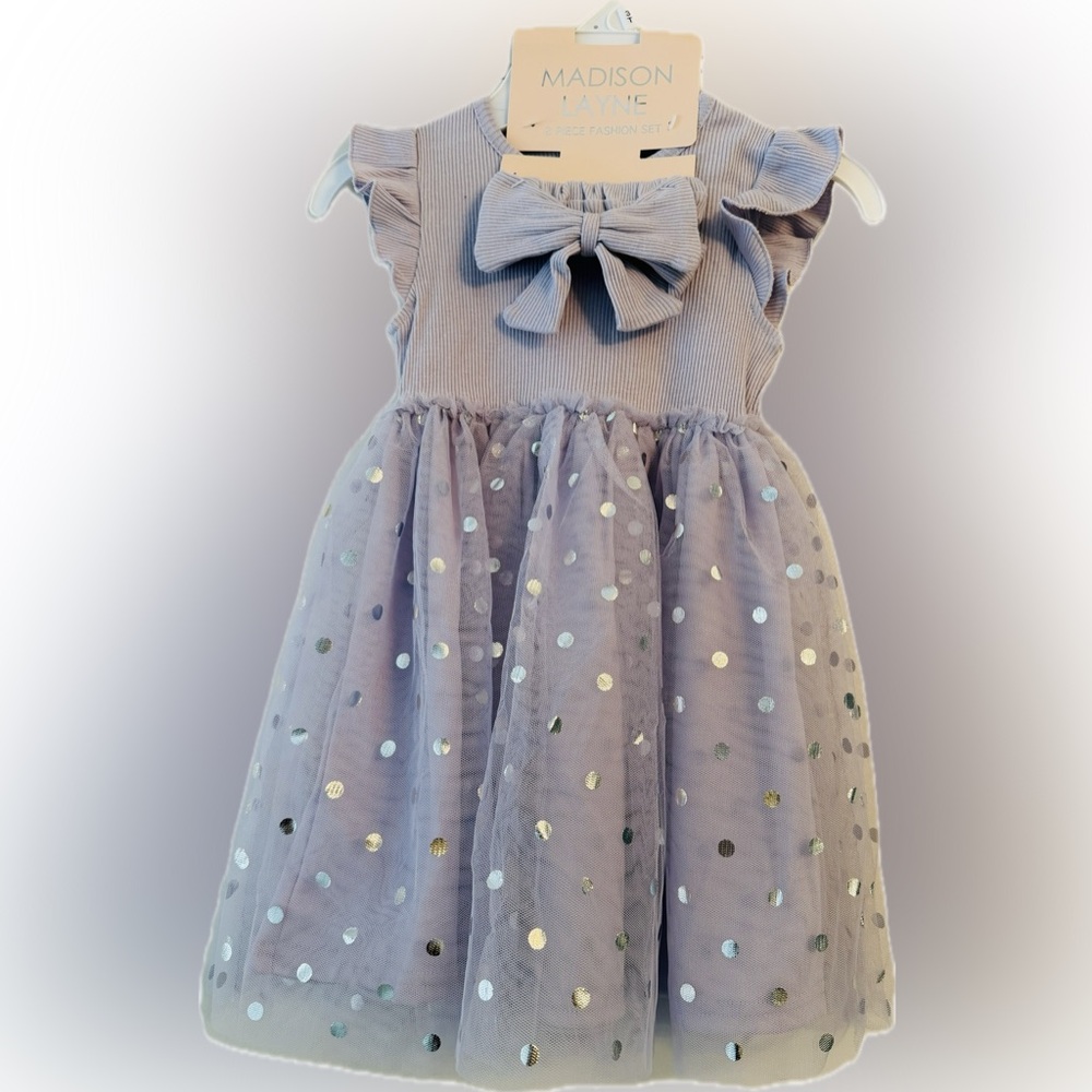 Madison Layne Lavender Polka Dot Kids Dress 3T